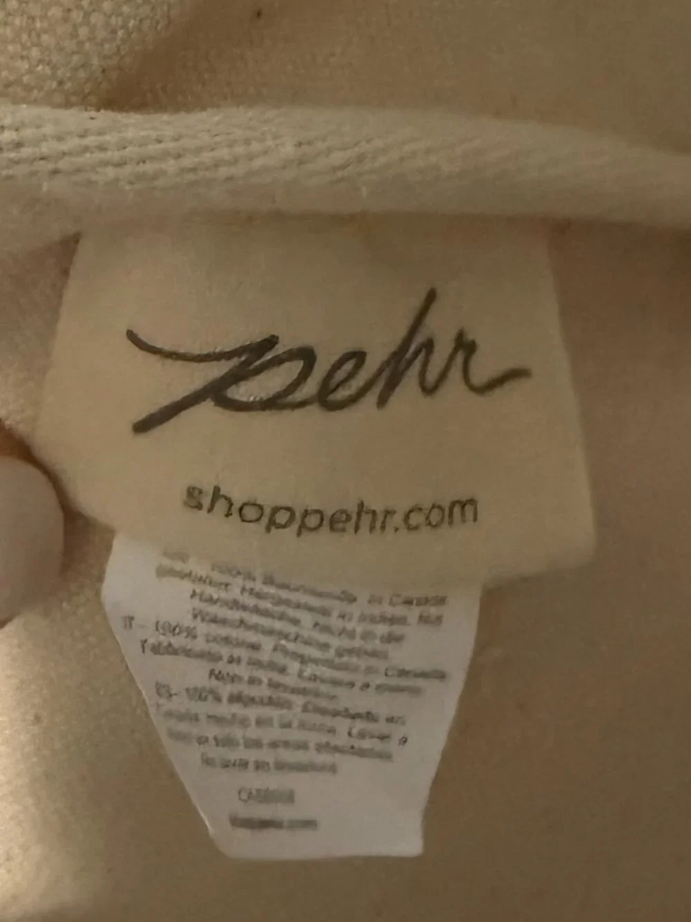 Like-New Pehr Pom Pom Basket Bin, Cream/Beige